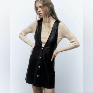ZARA Vegan Leather Pinafore Dress NWT
